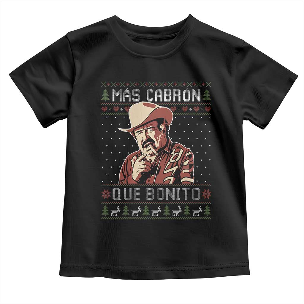Funny Julian Garza Christmas Toddler T Shirt Mas Cabron Que Bonito Cowboy Holiday Mexican Xmas TS11 Black Print Your Wear