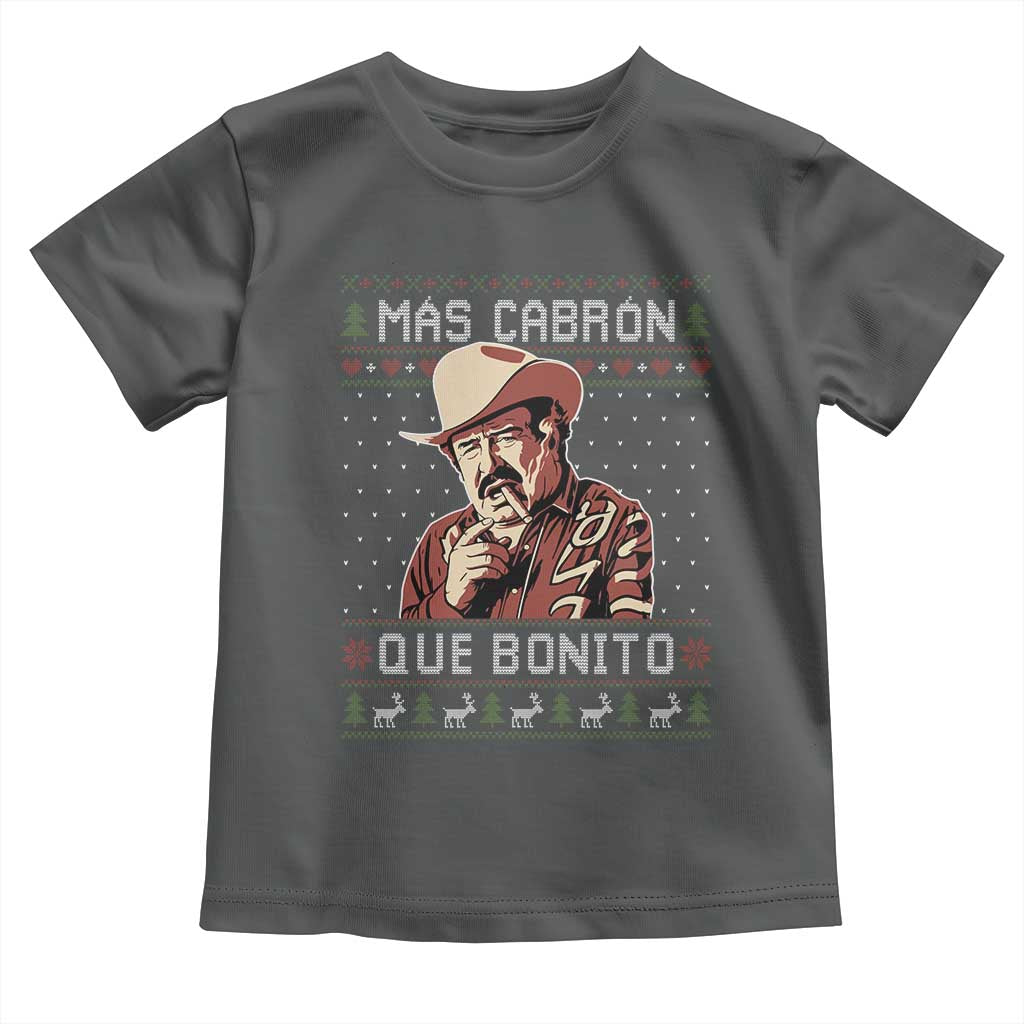 Funny Julian Garza Christmas Toddler T Shirt Mas Cabron Que Bonito Cowboy Holiday Mexican Xmas TS11 Dark Heather Print Your Wear