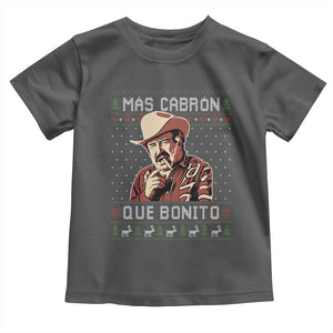 Funny Julian Garza Christmas Toddler T Shirt Mas Cabron Que Bonito Cowboy Holiday Mexican Xmas TS11 Dark Heather Print Your Wear