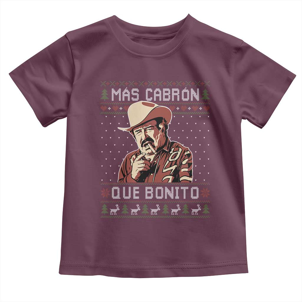 Funny Julian Garza Christmas Toddler T Shirt Mas Cabron Que Bonito Cowboy Holiday Mexican Xmas TS11 Maroon Print Your Wear
