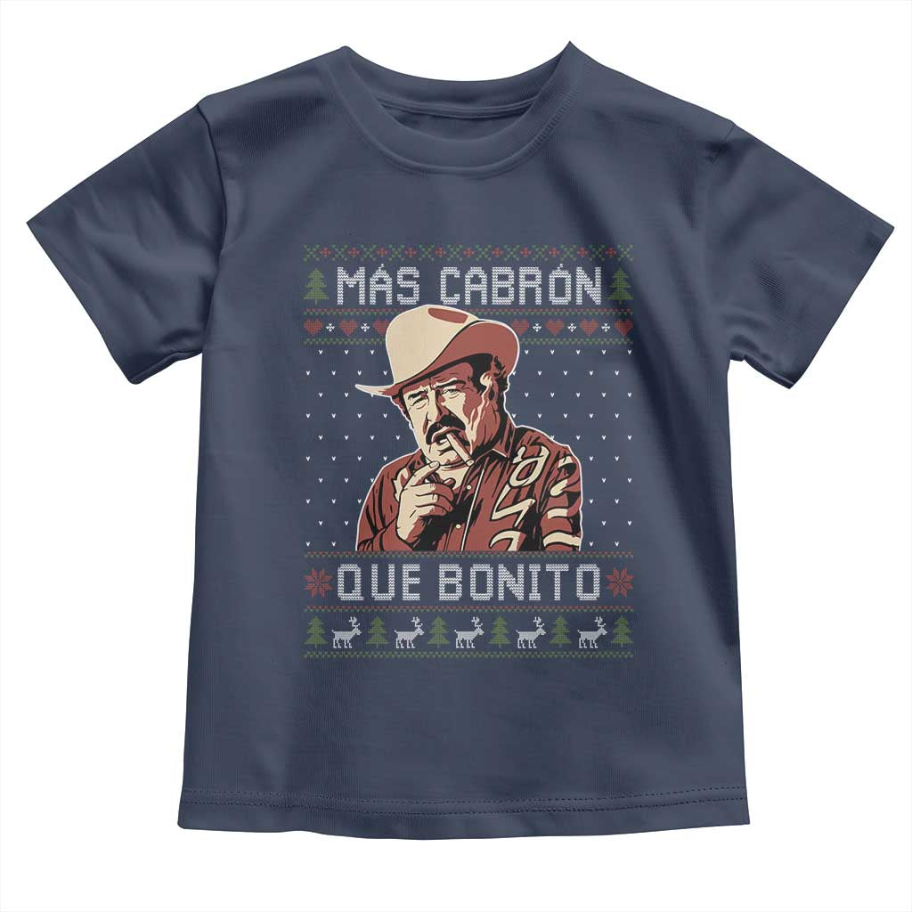 Funny Julian Garza Christmas Toddler T Shirt Mas Cabron Que Bonito Cowboy Holiday Mexican Xmas TS11 Navy Print Your Wear