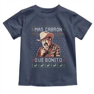 Funny Julian Garza Christmas Toddler T Shirt Mas Cabron Que Bonito Cowboy Holiday Mexican Xmas TS11 Navy Print Your Wear