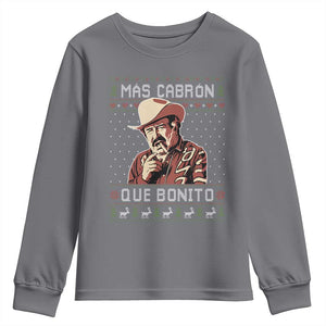 Funny Julian Garza Christmas Youth Sweatshirt Mas Cabron Que Bonito Cowboy Holiday Mexican Xmas TS11 Charcoal Print Your Wear