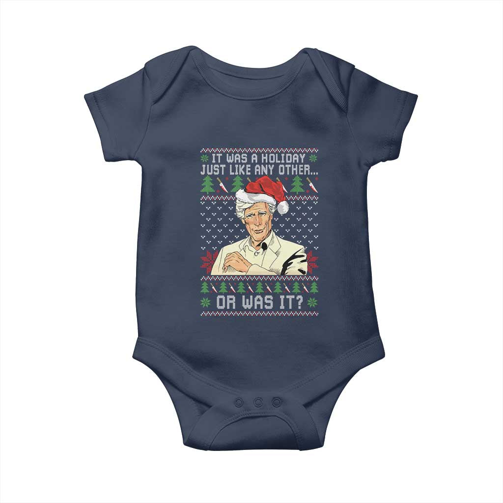 True Crime Christmas Keith Baby Onesie Funny It Was A Holiday Just Like Any Other Or Was It TS11 Navy Print Your Wear