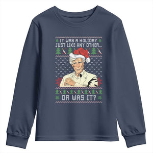 True Crime Christmas Keith Youth Sweatshirt Funny It Was A Holiday Just Like Any Other Or Was It TS11 Navy Print Your Wear