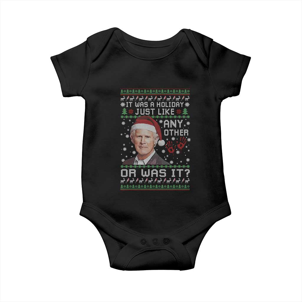 True Crime Christmas Keith Baby Onesie Funny It Was A Holiday Just Like Any Other Or Was It Bloody Hand TS11 Black Print Your Wear