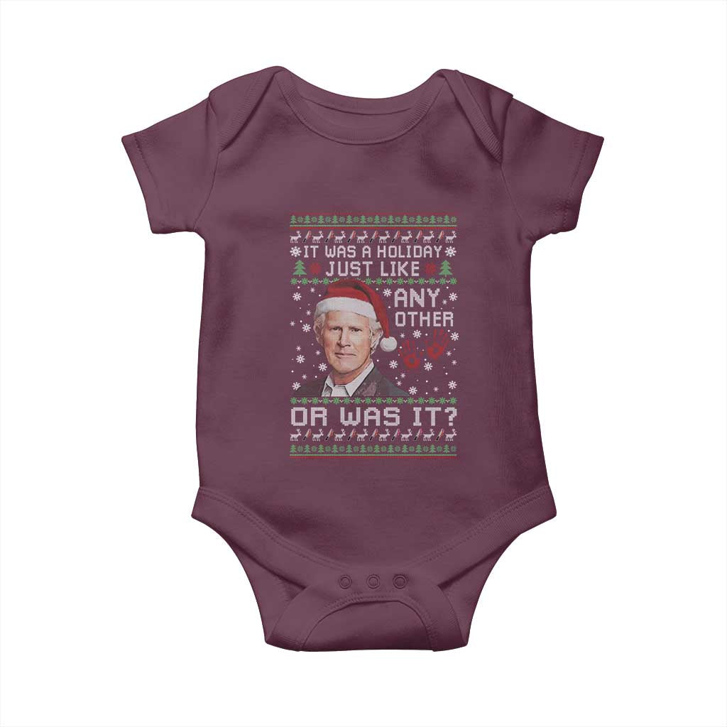 True Crime Christmas Keith Baby Onesie Funny It Was A Holiday Just Like Any Other Or Was It Bloody Hand TS11 Maroon Print Your Wear