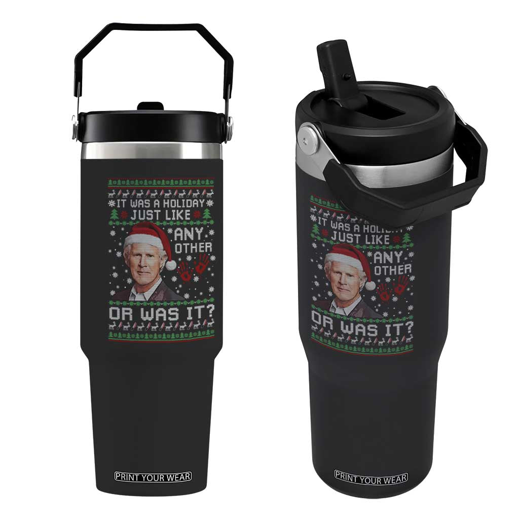 True Crime Christmas Keith Flip Straw Tumbler Funny It Was A Holiday Just Like Any Other Or Was It Bloody Hand TS11 One Size: 30 oz Black Print Your Wear