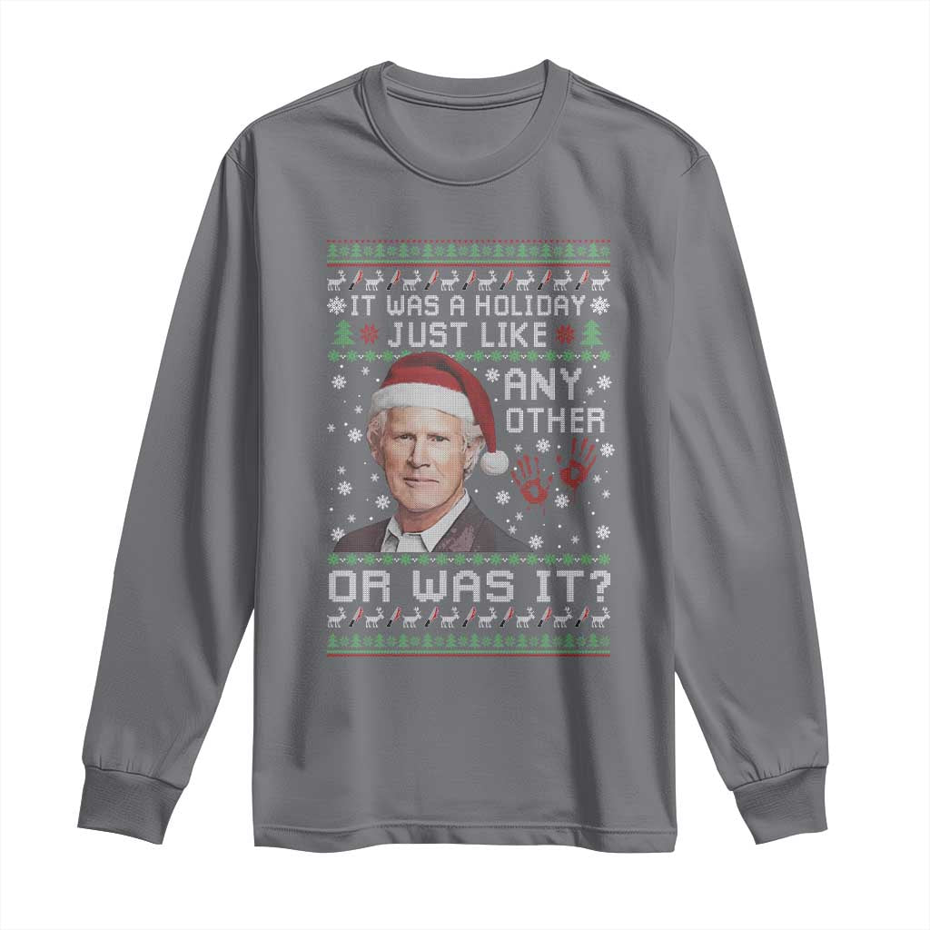 True Crime Christmas Keith Long Sleeve Shirt Funny It Was A Holiday Just Like Any Other Or Was It Bloody Hand TS11 Charcoal Print Your Wear
