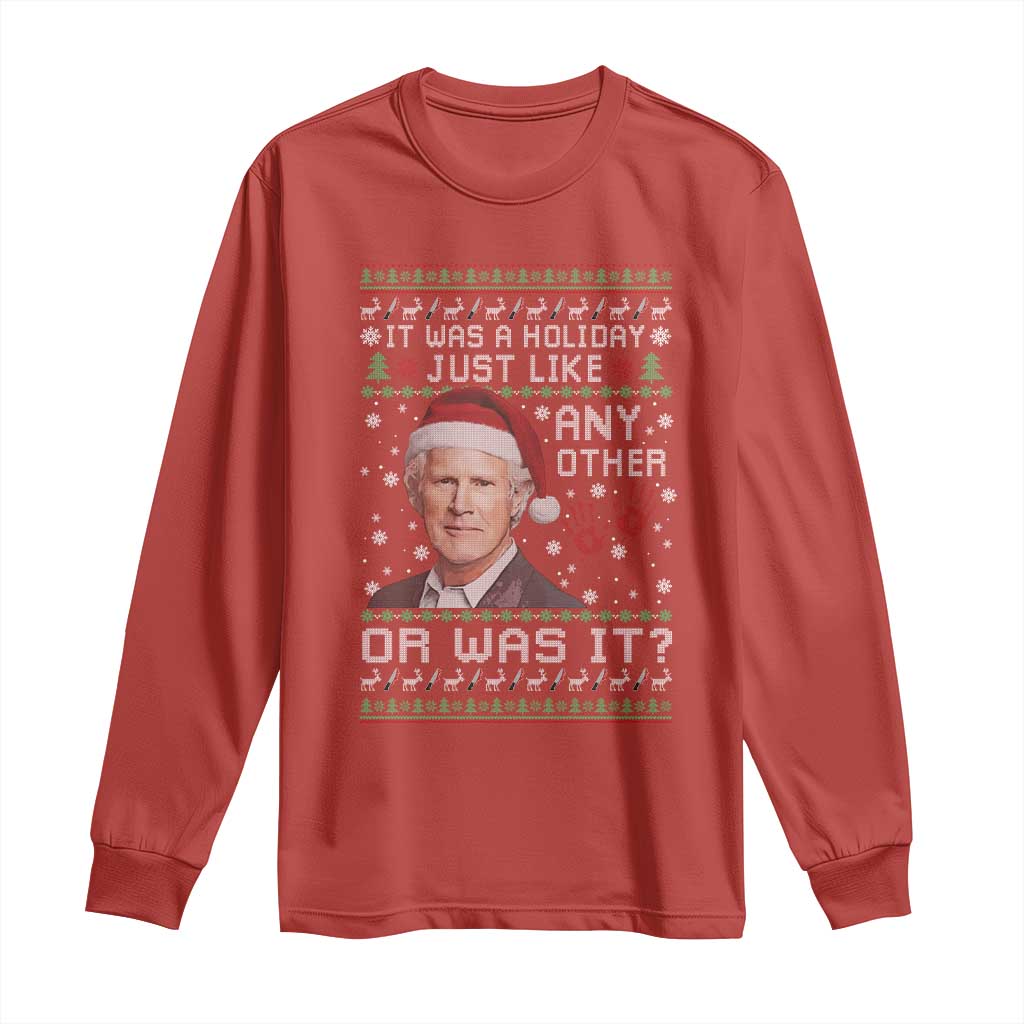 True Crime Christmas Keith Long Sleeve Shirt Funny It Was A Holiday Just Like Any Other Or Was It Bloody Hand TS11 Red Print Your Wear
