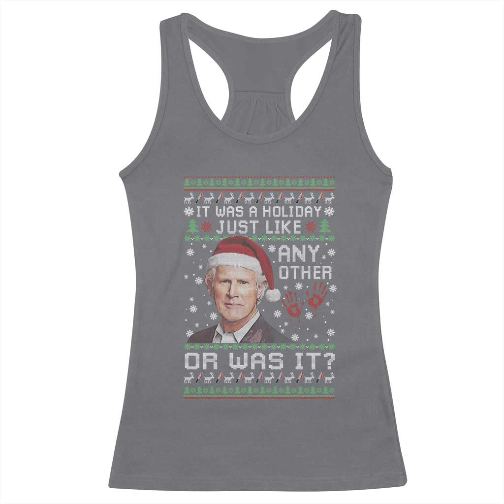 True Crime Christmas Keith Racerback Tank Top Funny It Was A Holiday Just Like Any Other Or Was It Bloody Hand TS11 Charcoal Print Your Wear