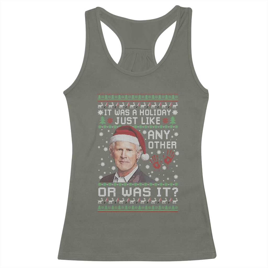 True Crime Christmas Keith Racerback Tank Top Funny It Was A Holiday Just Like Any Other Or Was It Bloody Hand TS11 Military Green Print Your Wear