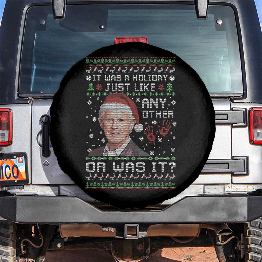True Crime Christmas Keith Spare Tire Cover Funny It Was A Holiday Just Like Any Other Or Was It Bloody Hand TS11 No hole Black Print Your Wear