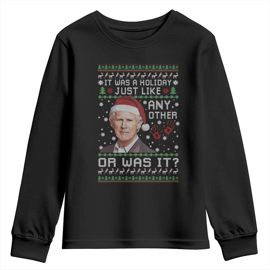 True Crime Christmas Keith Youth Sweatshirt Funny It Was A Holiday Just Like Any Other Or Was It Bloody Hand TS11 Black Print Your Wear