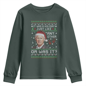 True Crime Christmas Keith Youth Sweatshirt Funny It Was A Holiday Just Like Any Other Or Was It Bloody Hand TS11 Dark Forest Green Print Your Wear