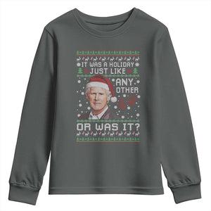 True Crime Christmas Keith Youth Sweatshirt Funny It Was A Holiday Just Like Any Other Or Was It Bloody Hand TS11 Dark Heather Print Your Wear