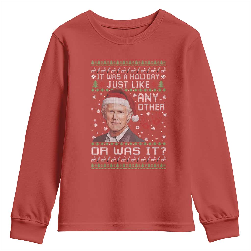 True Crime Christmas Keith Youth Sweatshirt Funny It Was A Holiday Just Like Any Other Or Was It Bloody Hand TS11 Red Print Your Wear