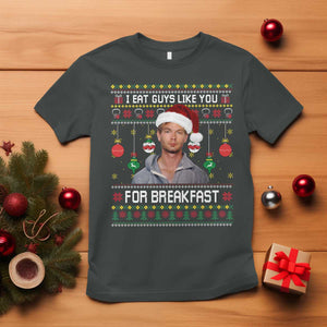 Funny Christmas Jeffrey Dahmer T Shirt I Eat Guys Like You For Breakfast Serial Killer TS11 Dark Heather Print Your Wear