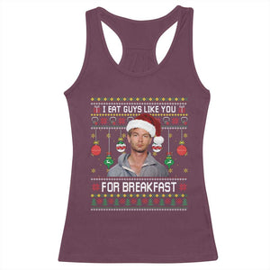 Funny Christmas Jeffrey Dahmer Racerback Tank Top I Eat Guys Like You For Breakfast Serial Killer - Print Your Wear