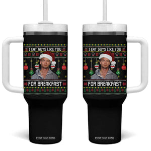 Funny Christmas Jeffrey Dahmer Tumbler With Handle I Eat Guys Like You For Breakfast Serial Killer TS11 One Size: 40 oz Black Print Your Wear