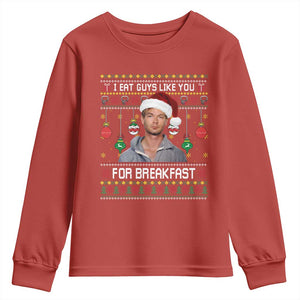 Funny Christmas Jeffrey Dahmer Youth Sweatshirt I Eat Guys Like You For Breakfast Serial Killer TS11 Red Print Your Wear
