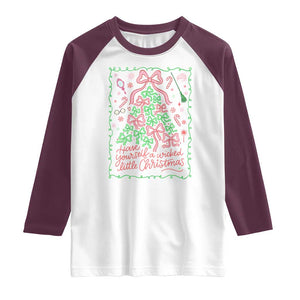 Have Yourself A Wicked Little Christmas Raglan Shirt Funny Xmas Wizard Princess TS11 White Maroon Print Your Wear