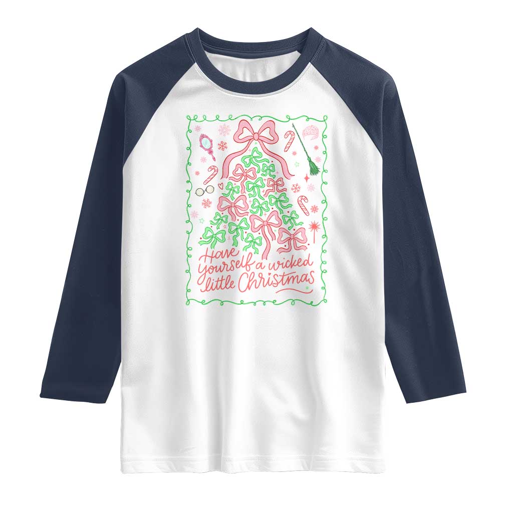 Have Yourself A Wicked Little Christmas Raglan Shirt Funny Xmas Wizard Princess TS11 White Navy Print Your Wear