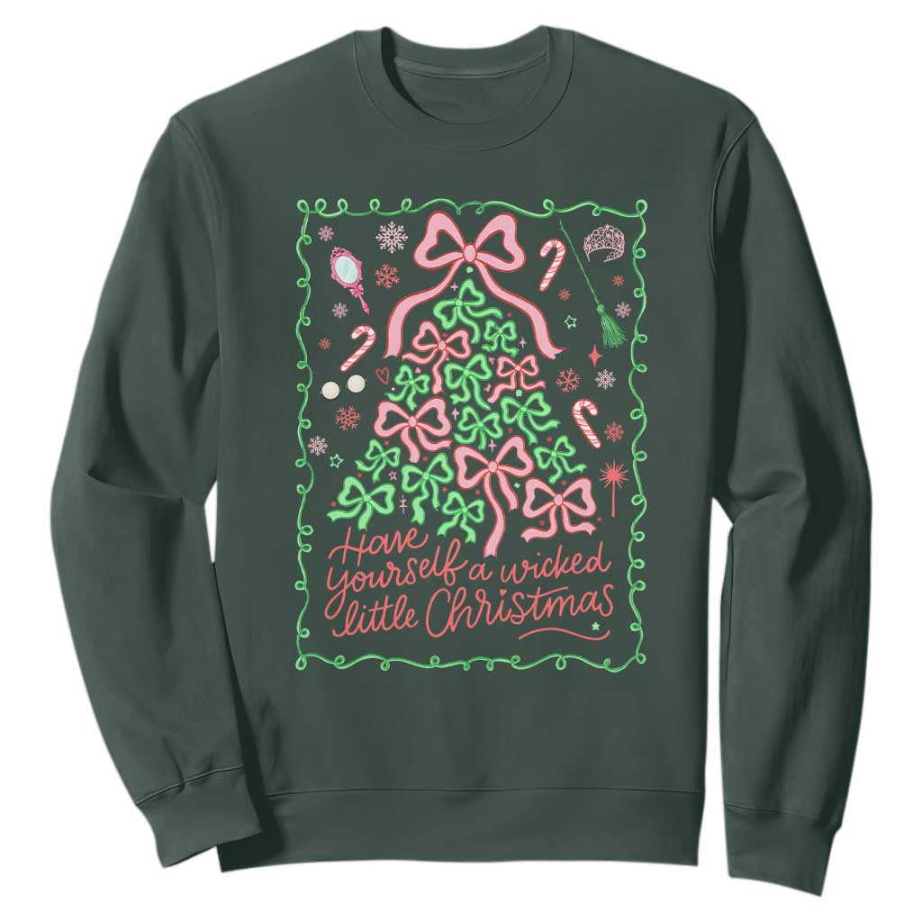 Have Yourself A Wicked Little Christmas Sweatshirt Funny Xmas Wizard Princess TS11 Dark Forest Green Print Your Wear