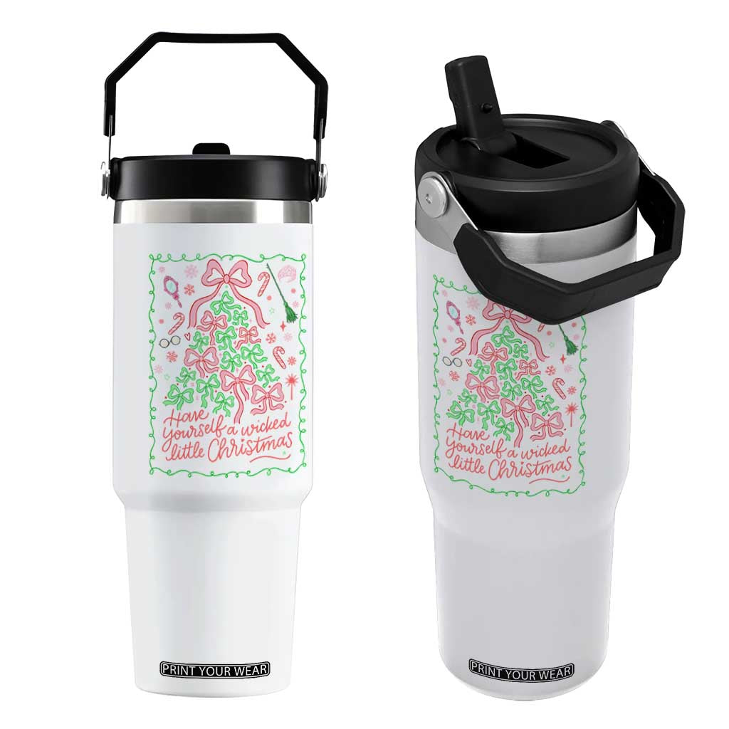 Have Yourself A Wicked Little Christmas Flip Straw Tumbler Funny Xmas Wizard Princess TS11 One Size: 30 oz White Print Your Wear