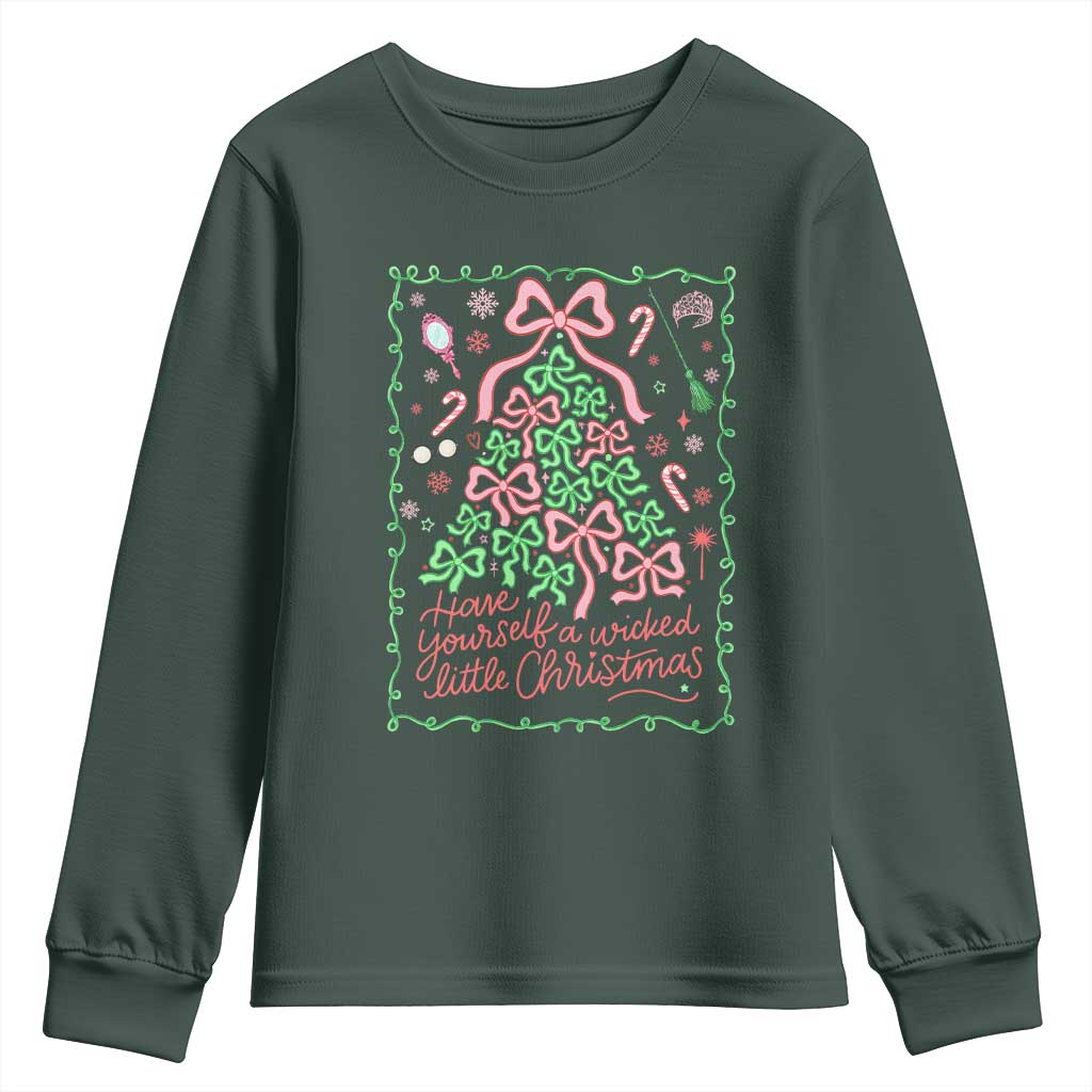 Have Yourself A Wicked Little Christmas Youth Sweatshirt Funny Xmas Wizard Princess TS11 Dark Forest Green Print Your Wear