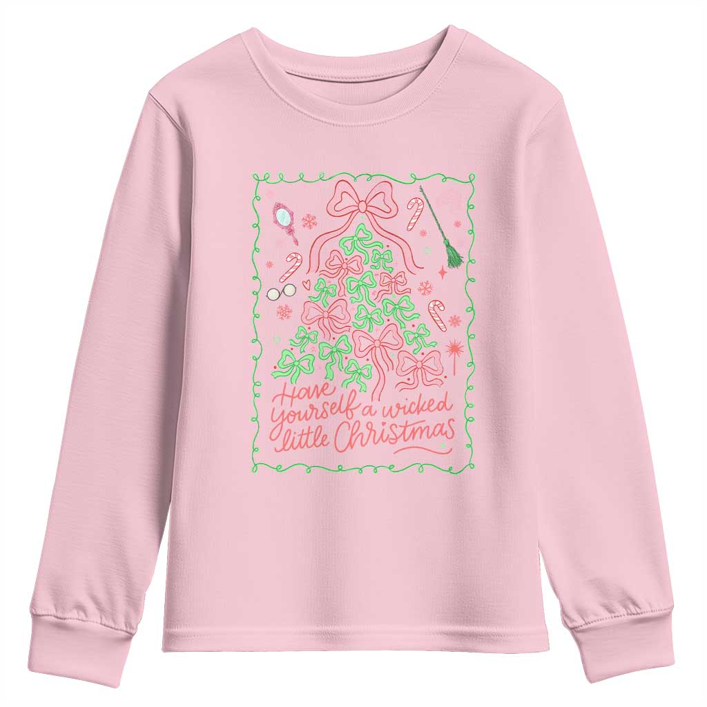 Have Yourself A Wicked Little Christmas Youth Sweatshirt Funny Xmas Wizard Princess TS11 Light Pink Print Your Wear