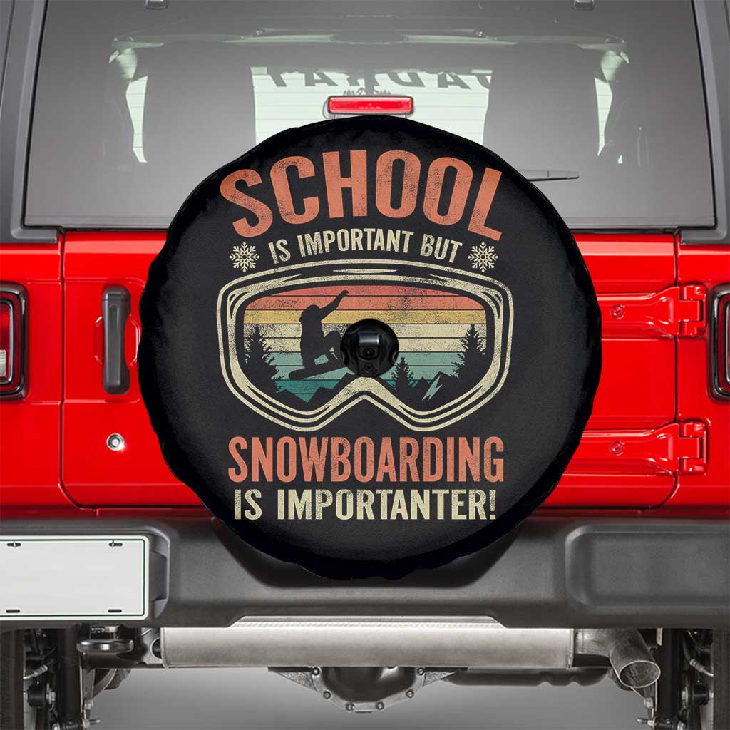 Funny School Is Important But Snowboarding Is Importanter Spare Tire Cover TS11 Black Print Your Wear