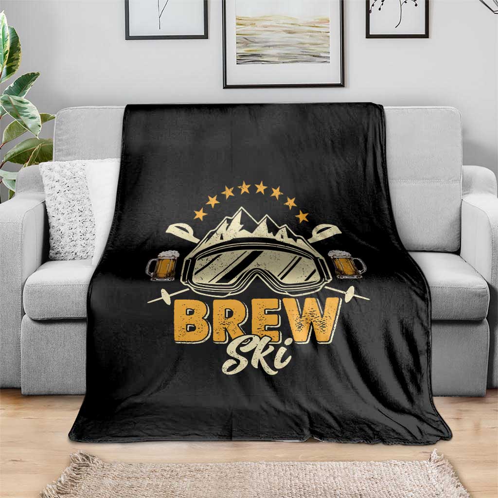 Brewski Skiing Beer Throw Blanket Funny Skiing Skier Ski Vacation TS11 Print Your Wear