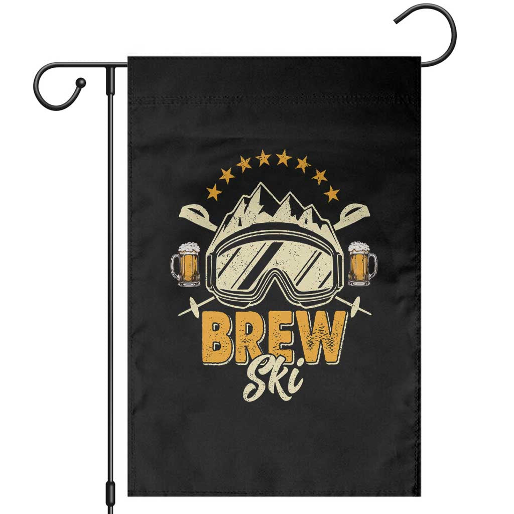 Brewski Skiing Beer Garden Flag Funny Skiing Skier Ski Vacation TS11 Black Print Your Wear