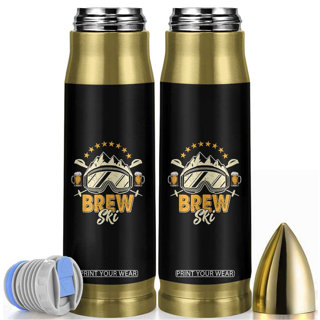 Brewski Skiing Beer Bullet Tumbler Funny Skiing Skier Ski Vacation TS11 Black Print Your Wear