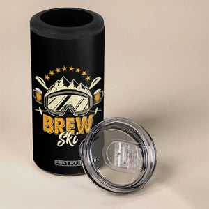 Brewski Skiing Beer 4 in 1 Can Cooler Tumbler Funny Skiing Skier Ski Vacation TS11 Print Your Wear