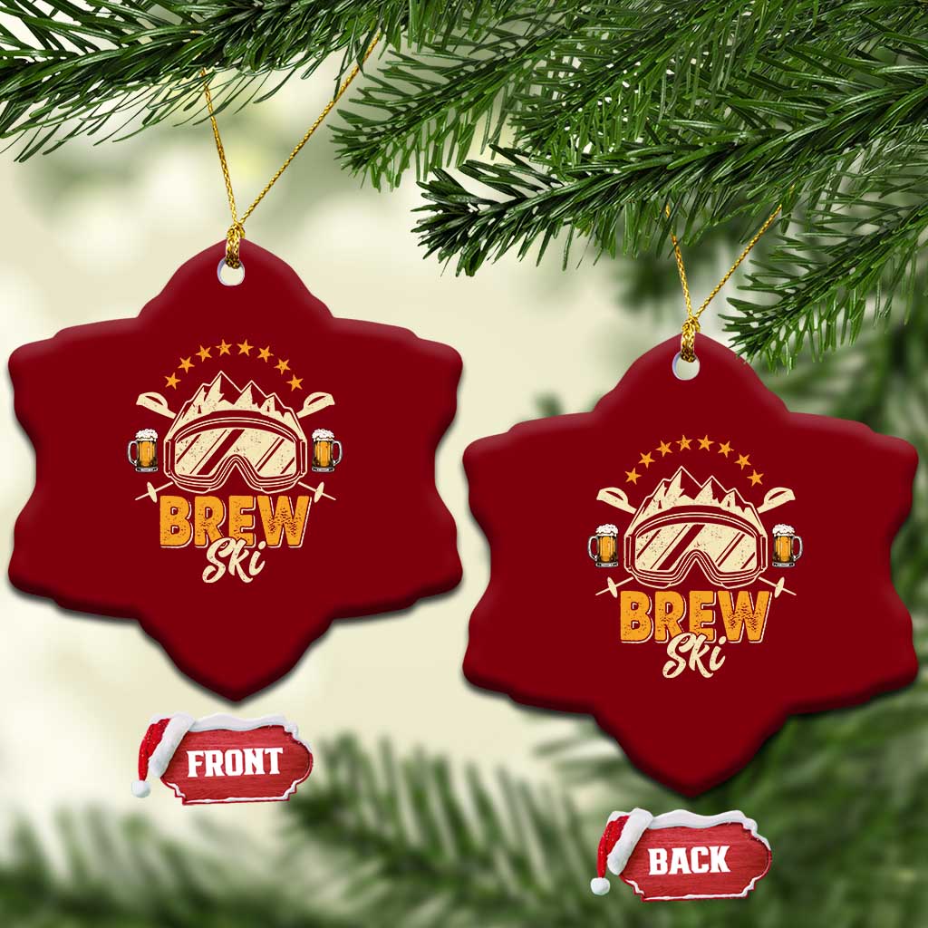 Brewski Skiing Beer Ceramic Ornament Funny Skiing Skier Ski Vacation TS11 Print Your Wear