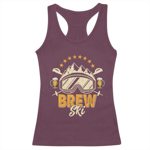 Brewski Skiing Beer Racerback Tank Top Funny Skiing Skier Ski Vacation TS11 Maroon Print Your Wear