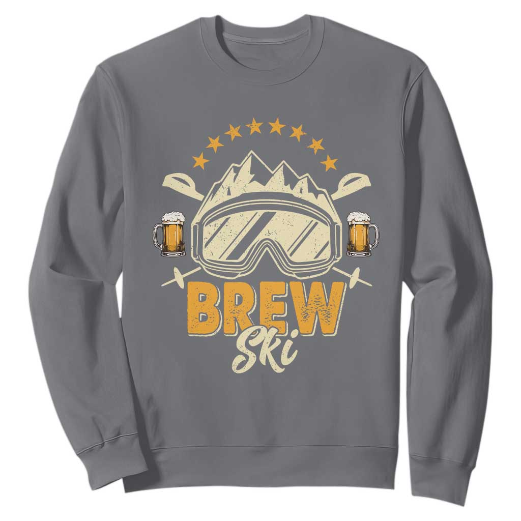 Brewski Skiing Beer Sweatshirt Funny Skiing Skier Ski Vacation TS11 Charcoal Print Your Wear