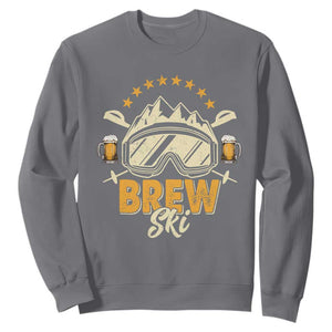 Brewski Skiing Beer Sweatshirt Funny Skiing Skier Ski Vacation TS11 Charcoal Print Your Wear