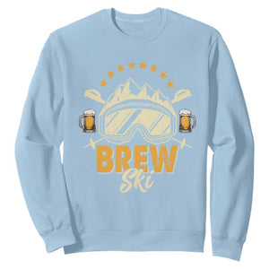 Brewski Skiing Beer Sweatshirt Funny Skiing Skier Ski Vacation TS11 Light Blue Print Your Wear
