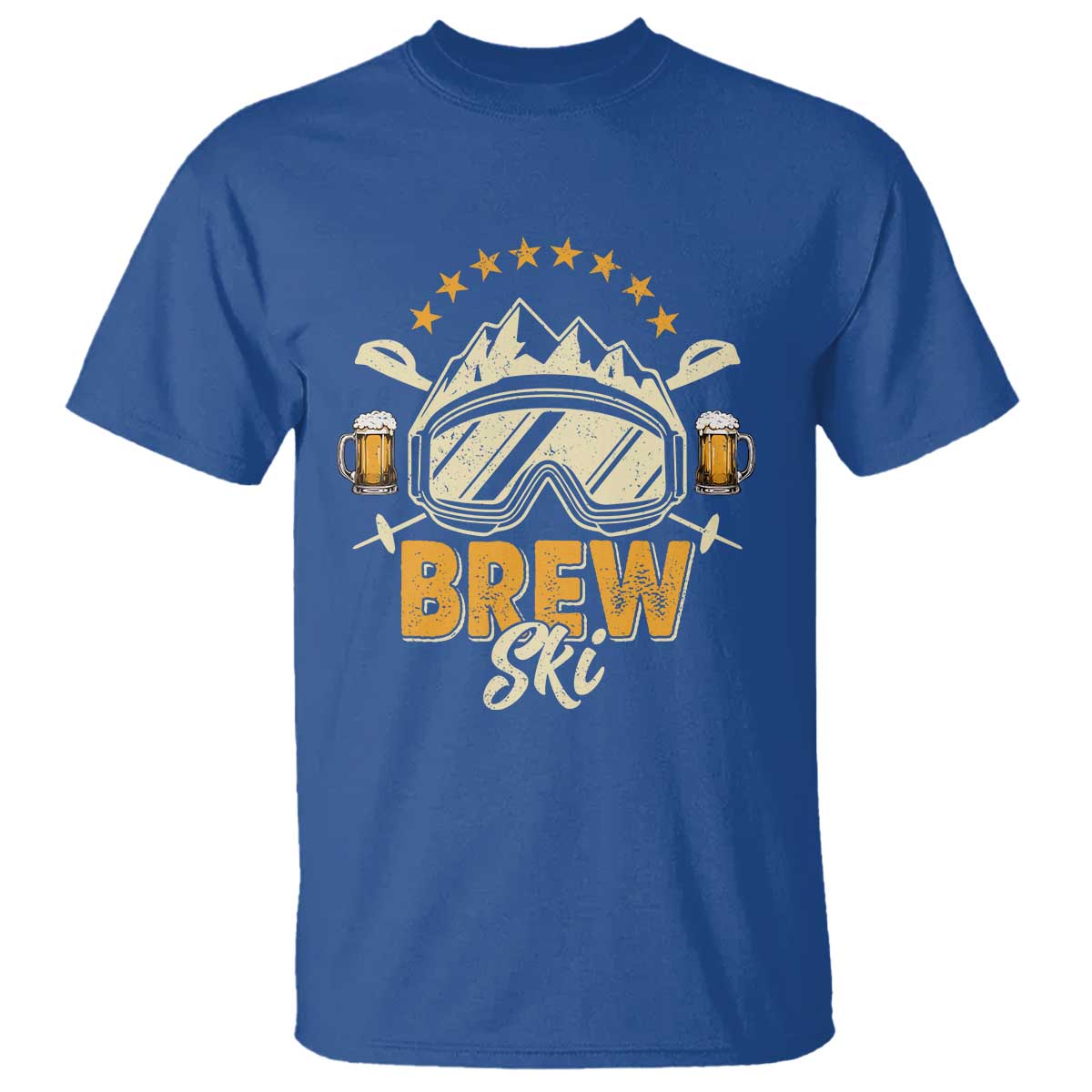Brewski Skiing Beer T Shirt Funny Skiing Skier Ski Vacation TS11 Royal Blue Print Your Wear