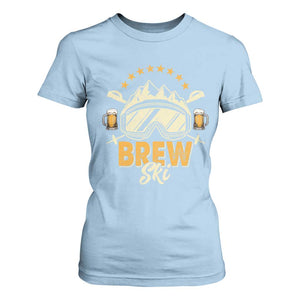 Brewski Skiing Beer T Shirt For Women Funny Skiing Skier Ski Vacation TS11 Light Blue Print Your Wear
