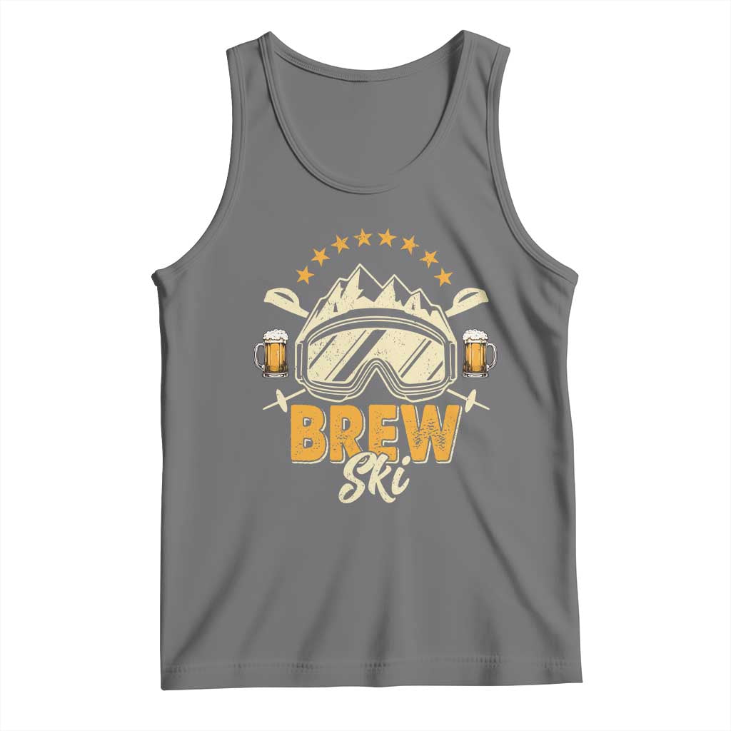 Brewski Skiing Beer Tank Top Funny Skiing Skier Ski Vacation TS11 Black Heather Print Your Wear