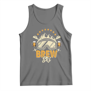 Brewski Skiing Beer Tank Top Funny Skiing Skier Ski Vacation TS11 Black Heather Print Your Wear
