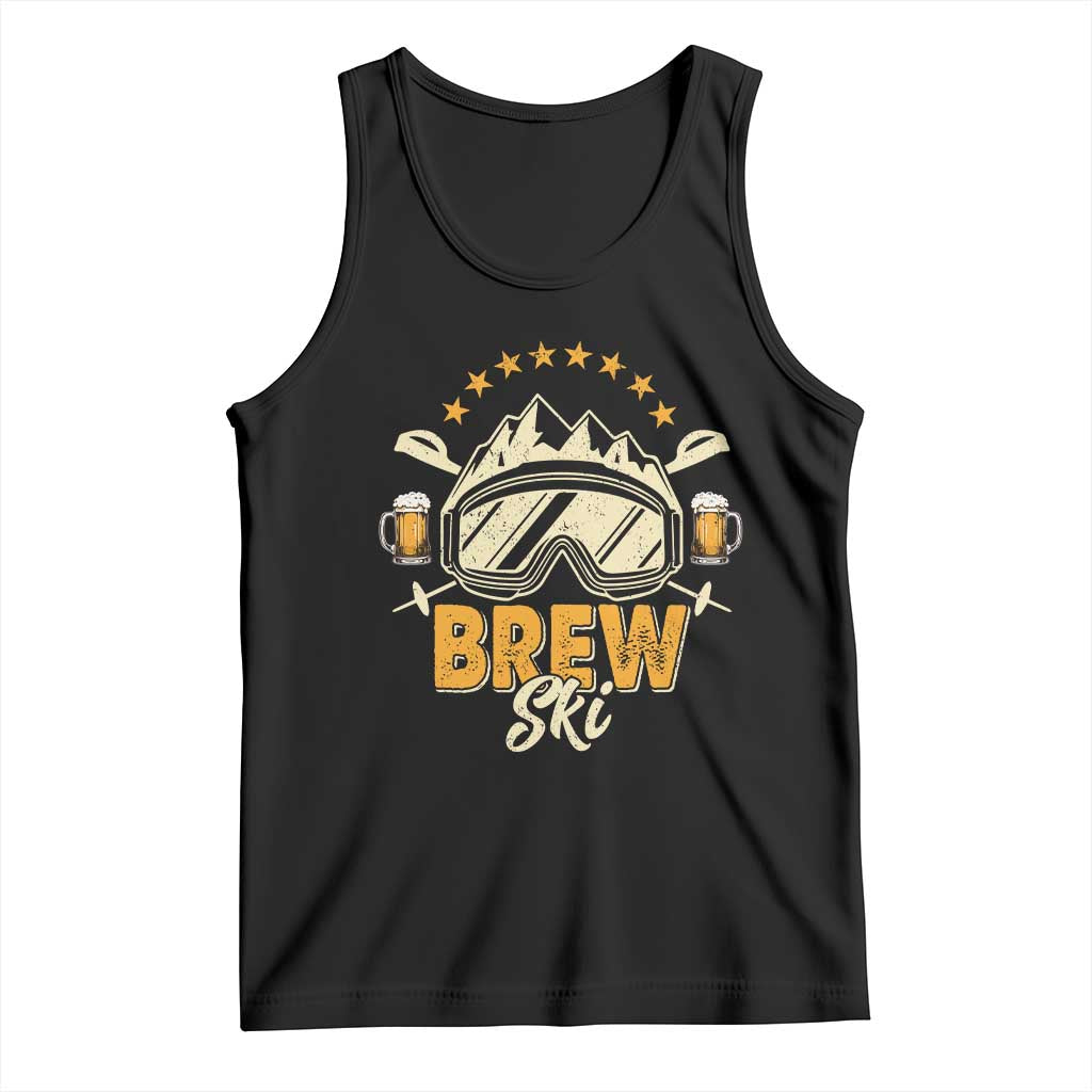 Brewski Skiing Beer Tank Top Funny Skiing Skier Ski Vacation TS11 Black Print Your Wear
