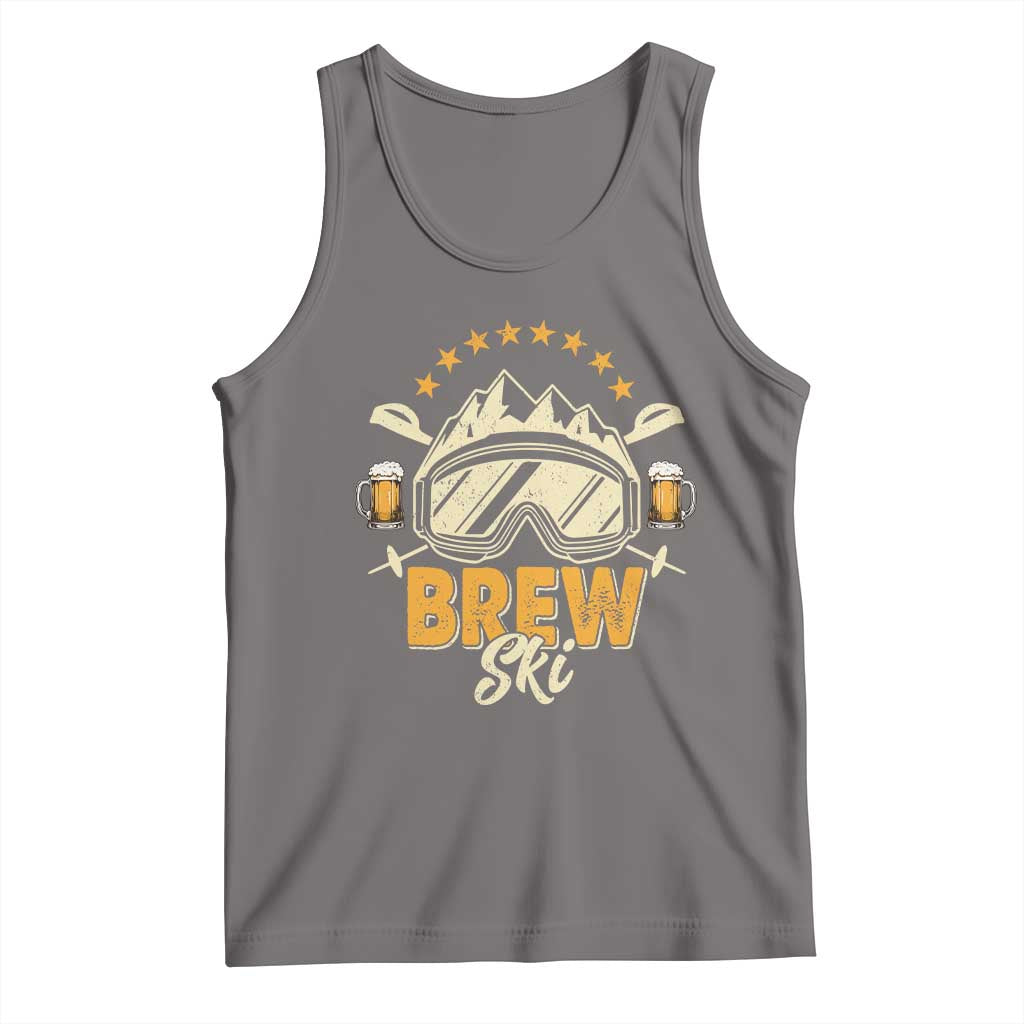 Brewski Skiing Beer Tank Top Funny Skiing Skier Ski Vacation TS11 Deep Heather Print Your Wear