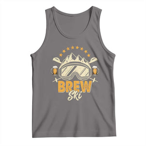 Brewski Skiing Beer Tank Top Funny Skiing Skier Ski Vacation TS11 Deep Heather Print Your Wear