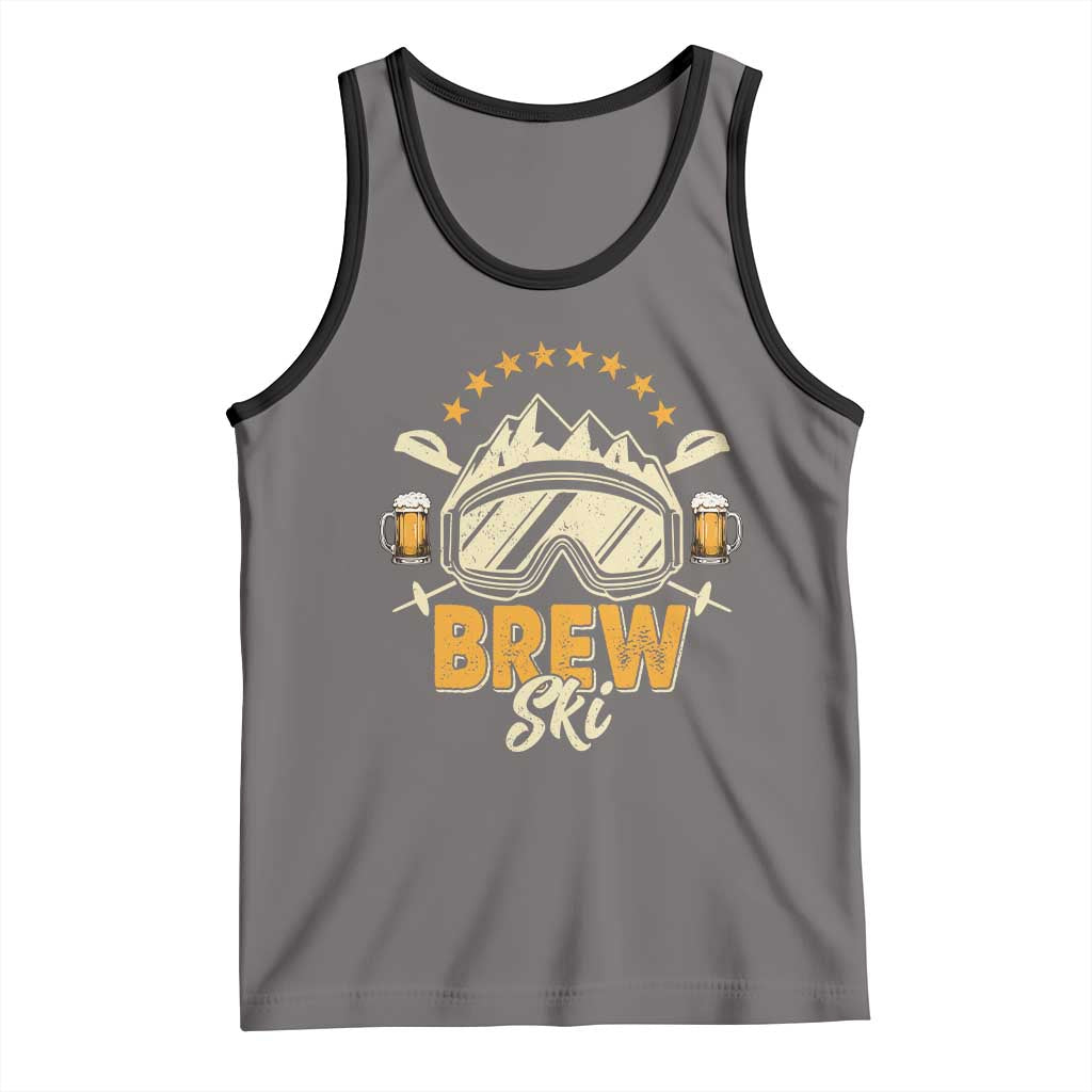 Brewski Skiing Beer Tank Top Funny Skiing Skier Ski Vacation TS11 Deep Heather Black Print Your Wear
