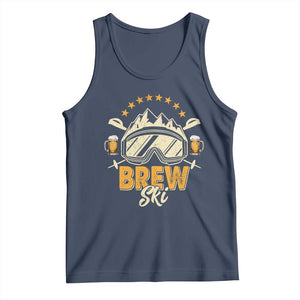 Brewski Skiing Beer Tank Top Funny Skiing Skier Ski Vacation TS11 Navy Print Your Wear